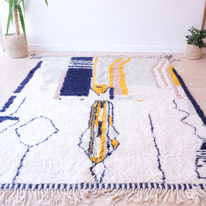 Authentic Blue Moroccan Rug, Beni Ourain Rug 