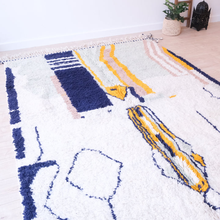 Authentic Blue Moroccan Rug, Beni Ourain Rug 