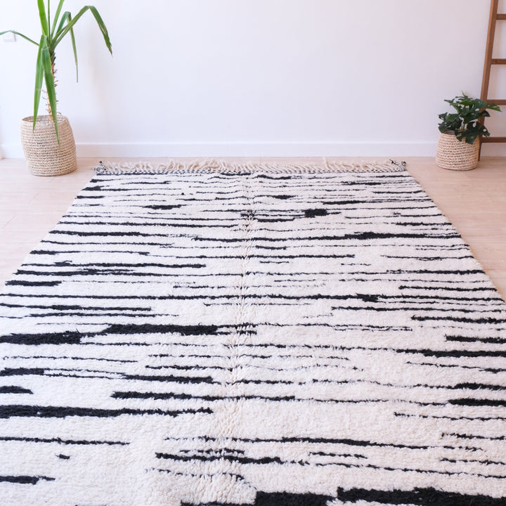 Zebra Moroccan Rug , Soft Beni Ourain Rug