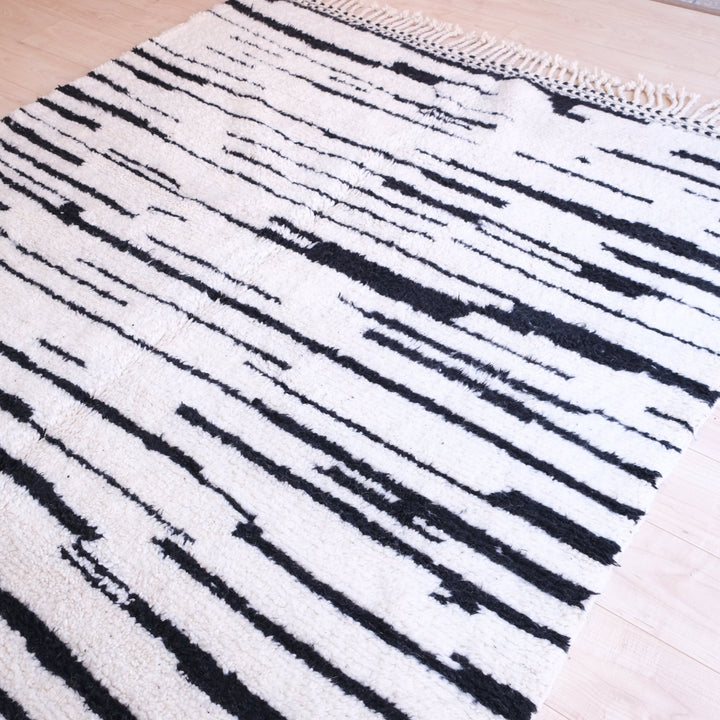 Zebra Moroccan Rug , Soft Beni Ourain Rug