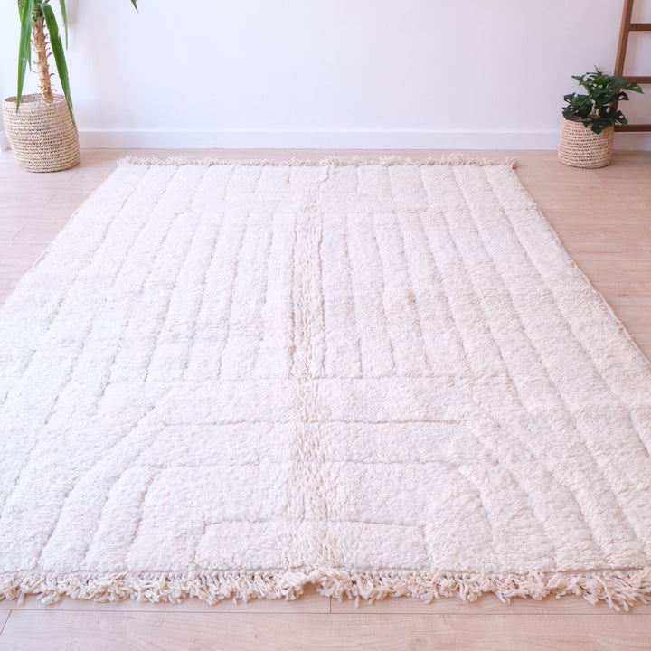 White Moroccan Rug , Authentic Beni Ourain Rug