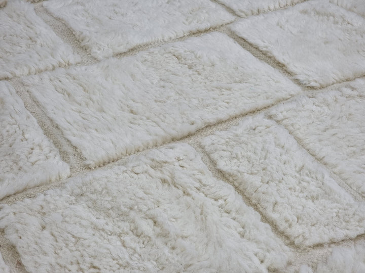 STUNNING MOROCCAN RUG, Beniourain Rug , Off White Rug, Checkered Rug, Handmade Rug, Bedroom Rug, Wool Rug, Berber Rug, Neutral Tufted Rug