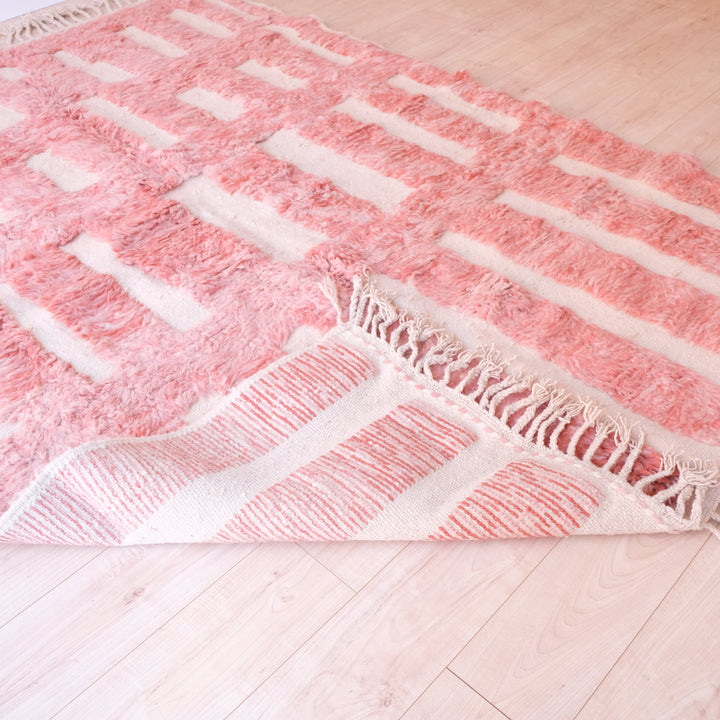 Pink Beni Ourain Moroccan Rug , Authentic Pink Wool Rug, Tribal Bohemian Area Rug