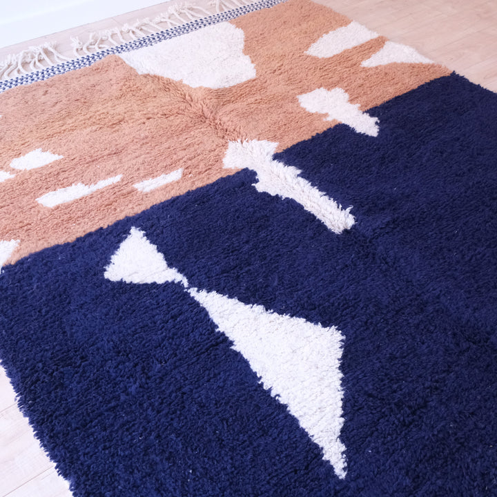 Authentic Blue Moroccan Rug, Beni Ourain Rug 