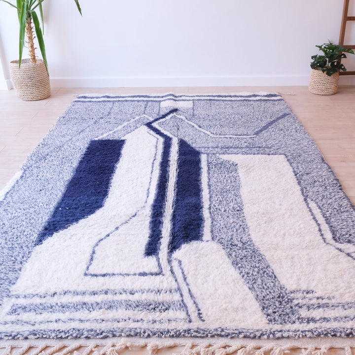 Blue Moroccan Rug , Authentic Beni Ourain Rug