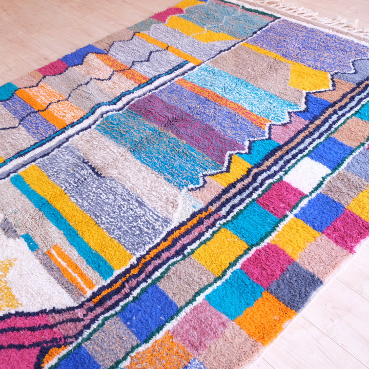 Colourful Moroccan Rug , Authentic Beni Ourain Rug