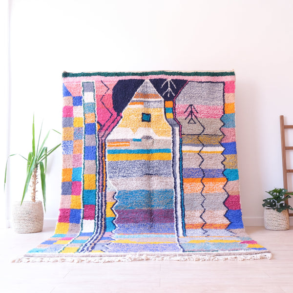 Colourful Moroccan Rug , Authentic Beni Ourain Rug