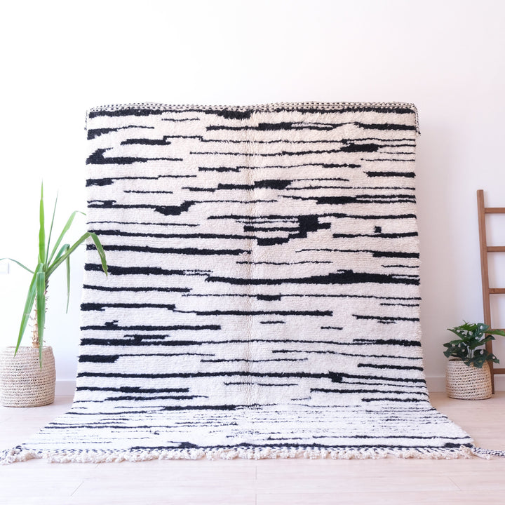 Zebra Moroccan Rug , Soft Beni Ourain Rug