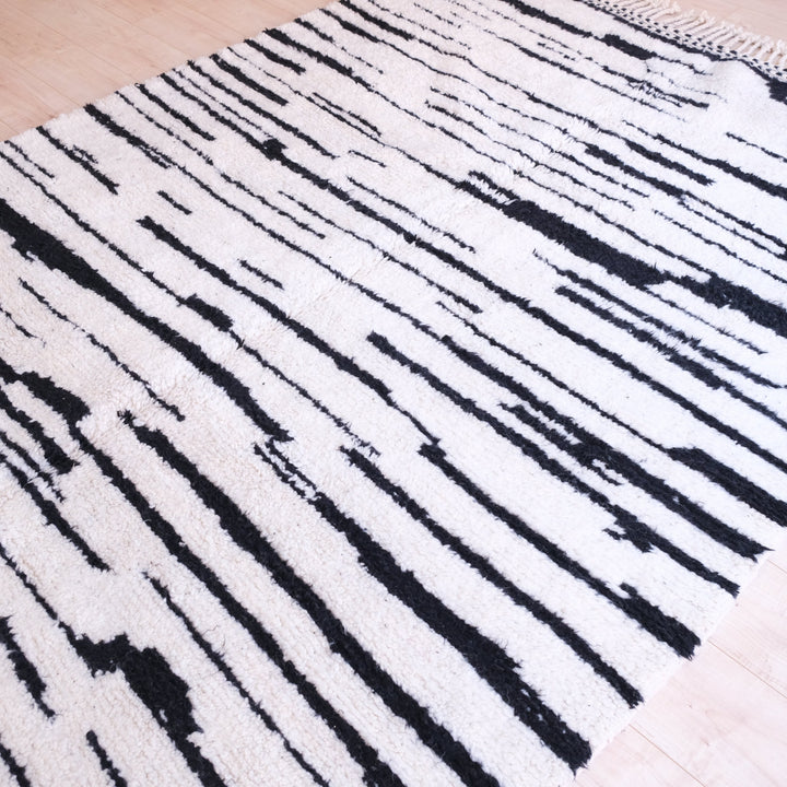 Zebra Moroccan Rug , Soft Beni Ourain Rug