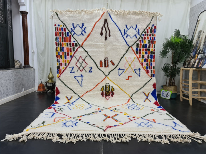 Moroccan Azilal Rug, Handmade Wool Rug, Handwoven Rug, Berber Symbols Rug, Tribal Wool Rug, Geometric Rug, Tapis Marocain, Teppich marokko