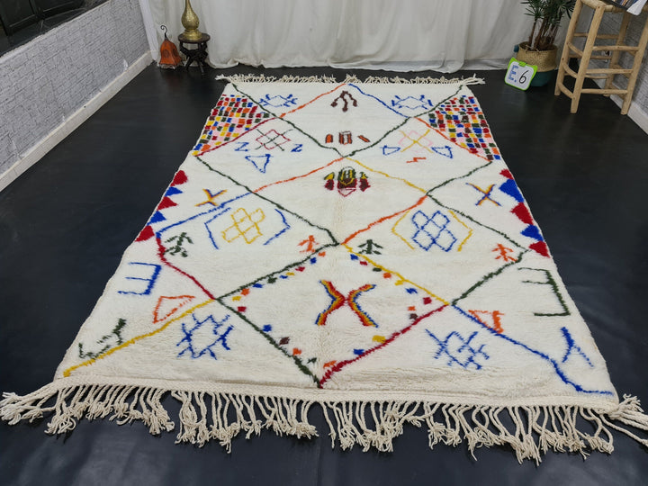 Moroccan Azilal Rug, Handmade Wool Rug, Handwoven Rug, Berber Symbols Rug, Tribal Wool Rug, Geometric Rug, Tapis Marocain, Teppich marokko