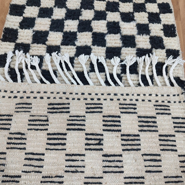 .  moroccan berber shaggy rug, black and white wool checkered rug, checkered rug, checkerboard rug, handmade checkered rug