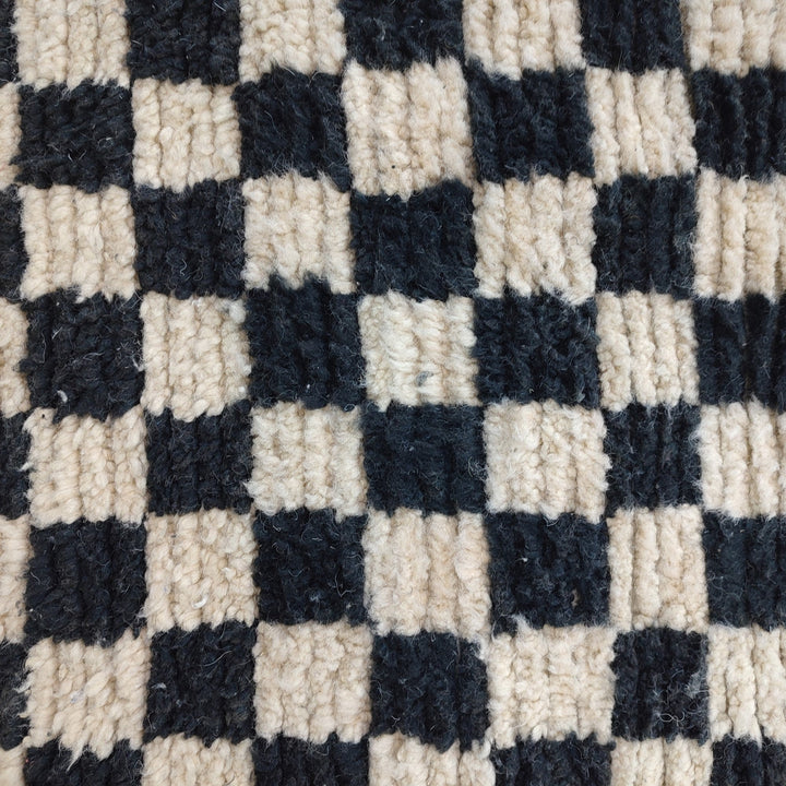 .  moroccan berber shaggy rug, black and white wool checkered rug, checkered rug, checkerboard rug, handmade checkered rug