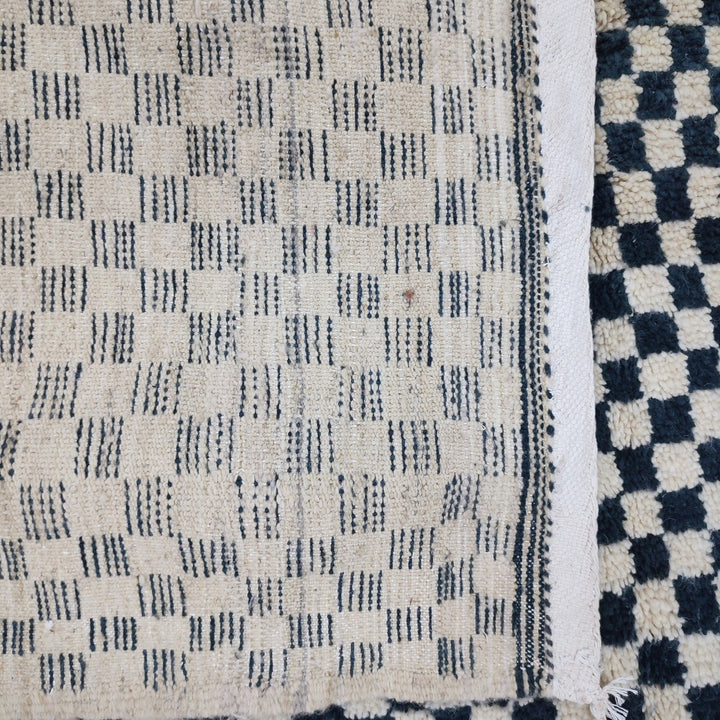   moroccan berber shaggy rug, black and white wool checkered rug, checkered rug, checkerboard rug, handmade checkered rug