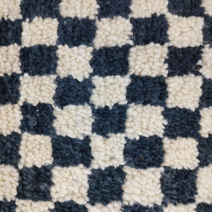   moroccan berber shaggy rug, black and white wool checkered rug, checkered rug, checkerboard rug, handmade checkered rug