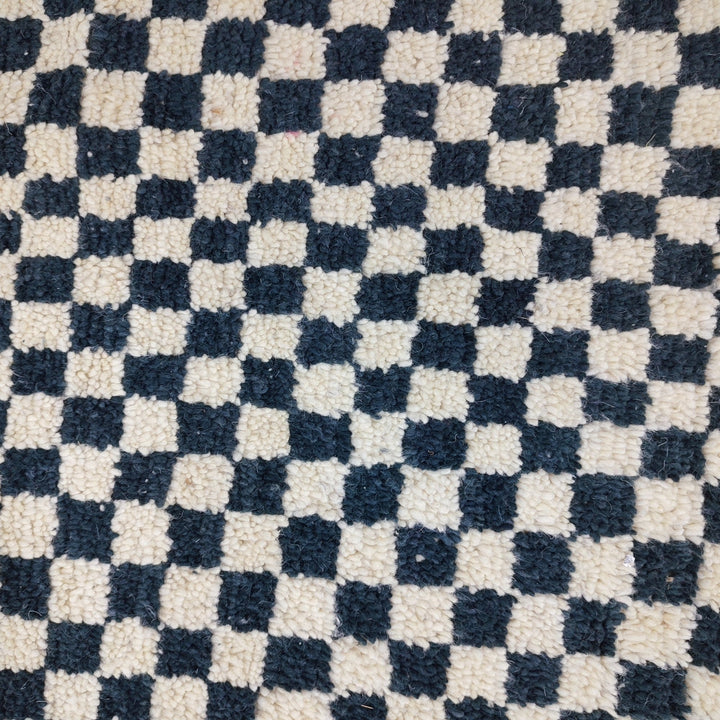   moroccan berber shaggy rug, black and white wool checkered rug, checkered rug, checkerboard rug, handmade checkered rug