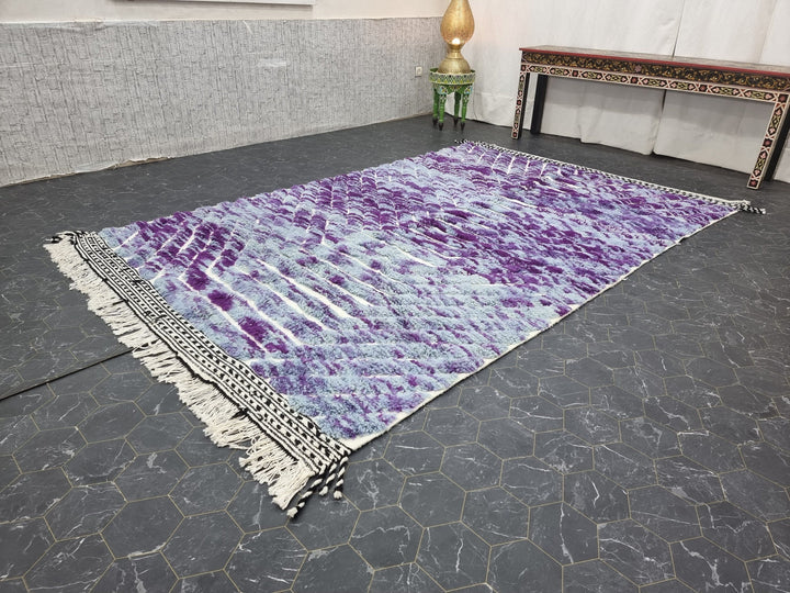 MOROCCAN WOOL RUG, Custom Moroccan Rug, Turquoise and Purple Wool Rug, Handmade Berber Rug, Grooved Carpet, Handmade Wool Rug, Azilal Carpet