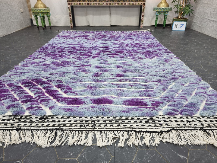 MOROCCAN WOOL RUG, Custom Moroccan Rug, Turquoise and Purple Wool Rug, Handmade Berber Rug, Grooved Carpet, Handmade Wool Rug, Azilal Carpet