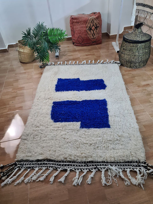 UNIQUE small berber rug, Handmade Rug , 3x5ft Moroccan Rug, 3x5ft Rug, Beniourain Wool Rug, Geometric Rug, Handwoven Rug, Area Rug