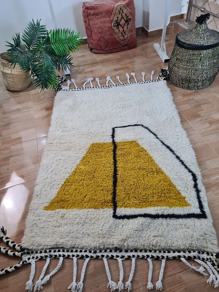 UNIQUE small berber rug, Handmade Rug , 3x5ft Moroccan Rug, 3x5ft Rug, Beniourain Wool Rug, Geometric Rug, Handwoven Rug, Area Rug