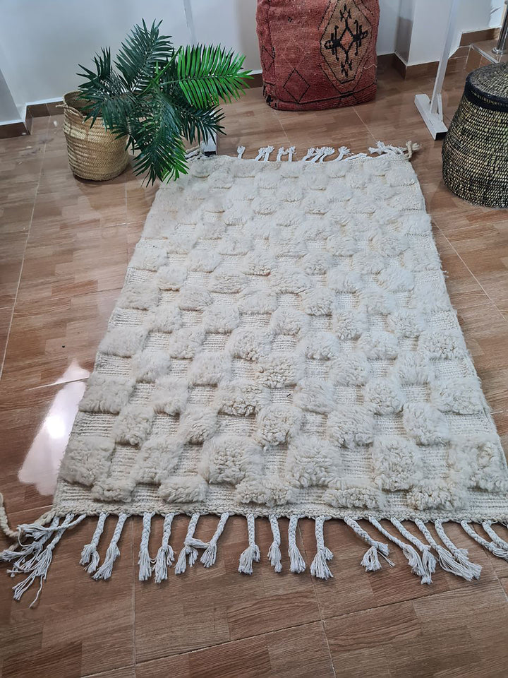 UNIQUE small berber rug, Handmade Rug , 3x5ft Moroccan Rug, 3x5ft Rug, Beniourain Wool Rug, Geometric Rug, Handwoven Rug, Area Rug