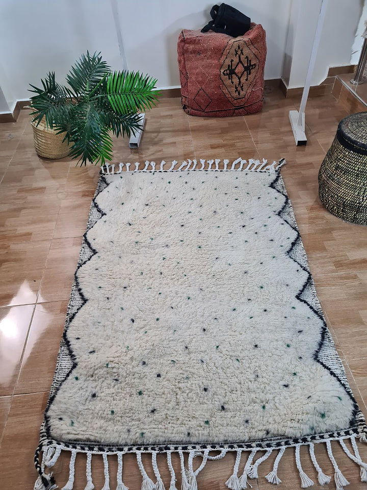 UNIQUE small berber rug, Handmade Rug , 3x5ft Moroccan Rug, 3x5ft Rug, Beniourain Wool Rug, Geometric Rug, Handwoven Rug, Area Rug