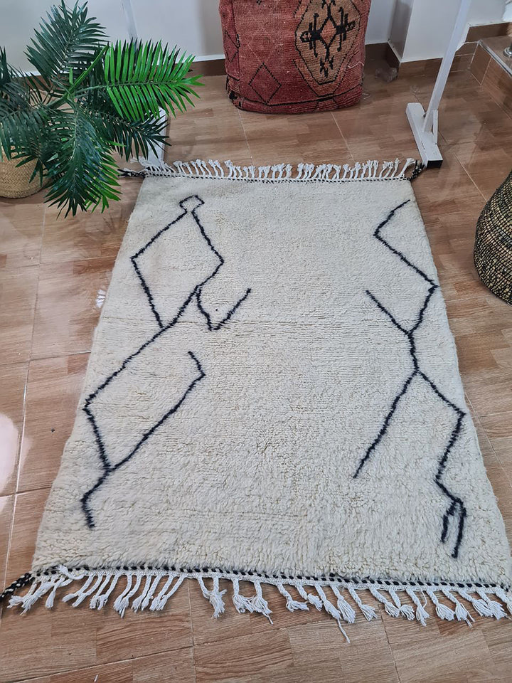 UNIQUE small berber rug, Handmade Rug , 3x5ft Moroccan Rug, 3x5ft Rug, Beniourain Wool Rug, Geometric Rug, Handwoven Rug, Area Rug