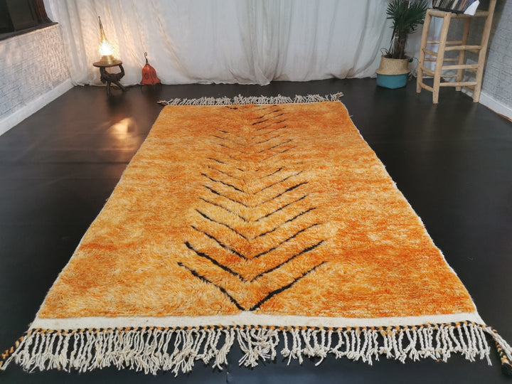 STUNNING BENIOURAIN RUG, Moroccan Rug, Yellow And Orange Rug, Geometric Rug, Berber Rug, Handwoven Rug, Handmade Rug, Area Rug, Azilal Rug