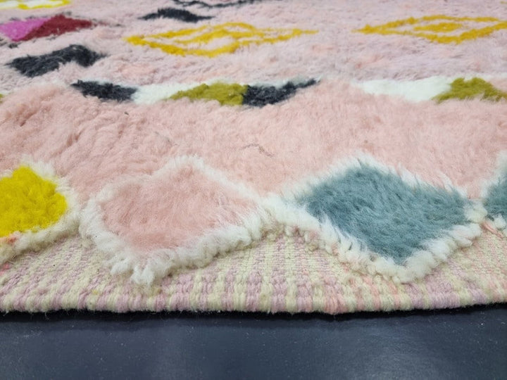 Vibrant Azilal Rug, Moroccan Rug, Sheep Wool Rug, Rug, Authentic Carpet, Geometric Pink Rug, Handmade Rug, Berber Symbols Rug, Bohemian Rug.